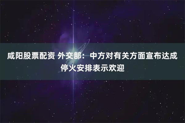 咸阳股票配资 外交部：中方对有关方面宣布达成停火安排表示欢迎